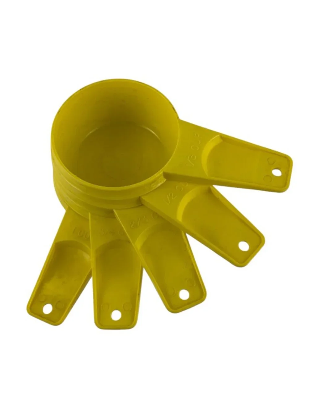 Vintage Tupperware Yellow Measuring Cups Set Of 5 Plastic USA 1/3 To 1 Cup